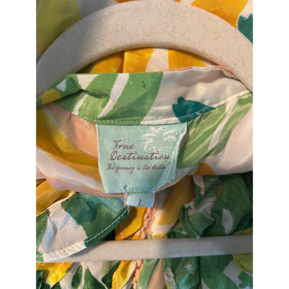 True Destination Tropical Print Maxi Dress Sleeveless Ruffle Trim - Picture 4 of 8